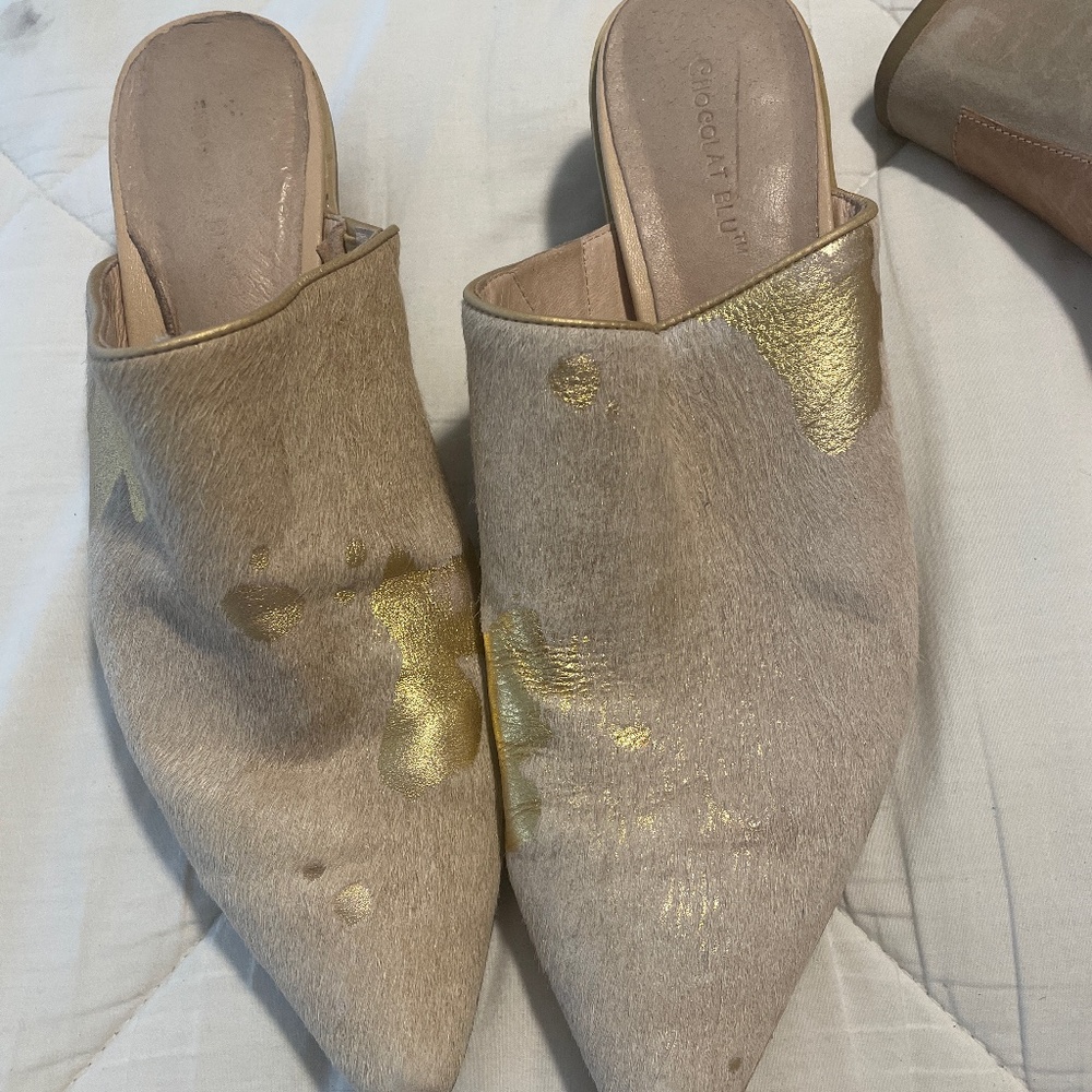 Chocolat Blu  genuine calf hair mini heels